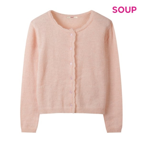  숲(SOUP) 여성 소프트 터치 물결 버튼 울 니트 가디건 S62GD09