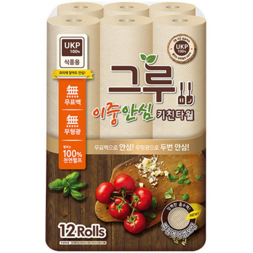 그루 ㅤ이중안심 키친타월 120매 (12롤) *3팩_이미지