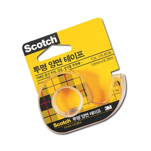 3M 스카치 투명 양면테이프 136 12mm x 6.35m (12개)_이미지