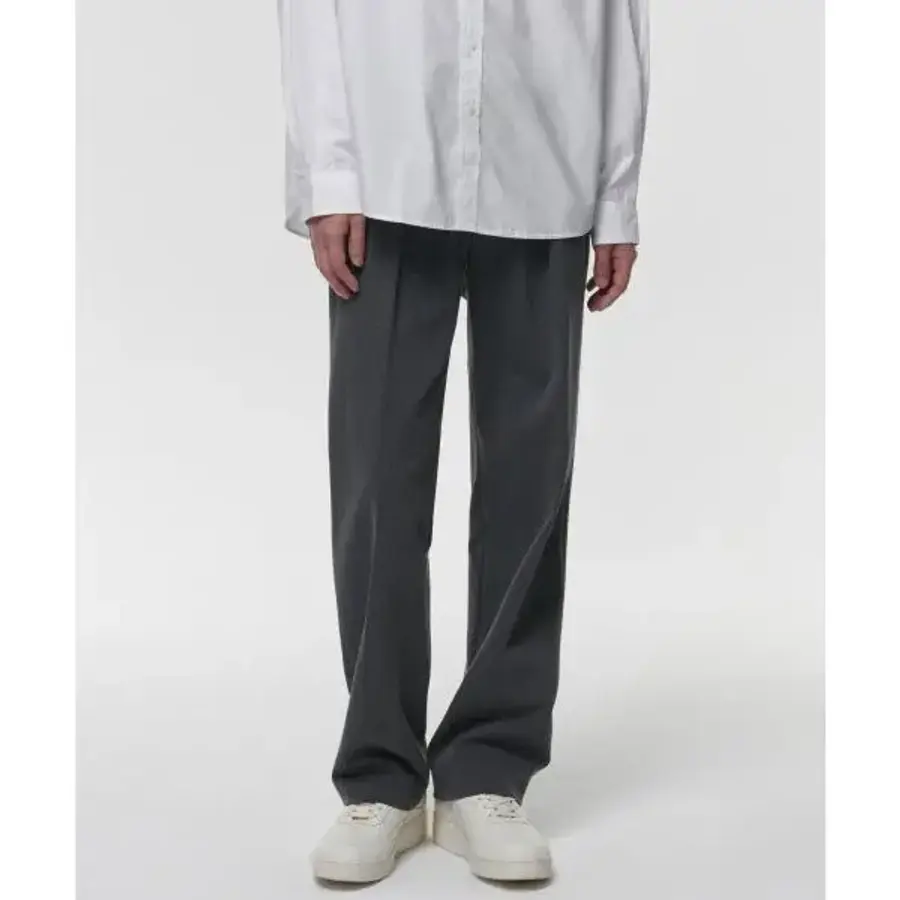 리버스 원 턱 와이드 히든 밴딩 슬랙스 미디엄 그레이 378721_이미지