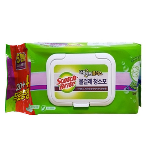 3M 스카치브라이트 더블액션 플러스 물걸레 청소포 표준형 24매 (1개)_이미지
