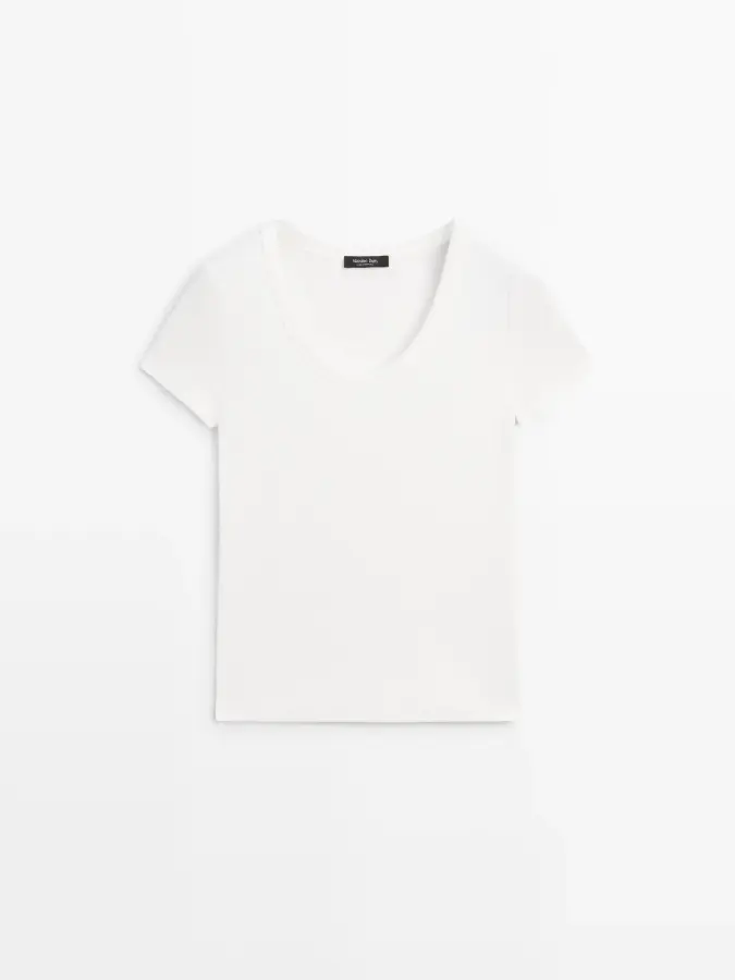 마시모두띠 코튼 블렌드 티셔츠 Weiss 6847918_이미지