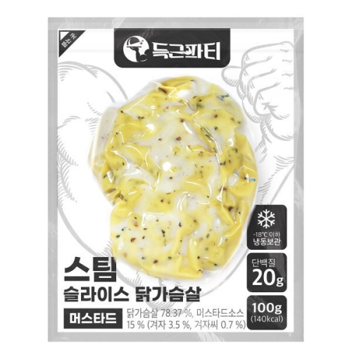득근파티 스팀 슬라이스 닭가슴살 머스타드 100g