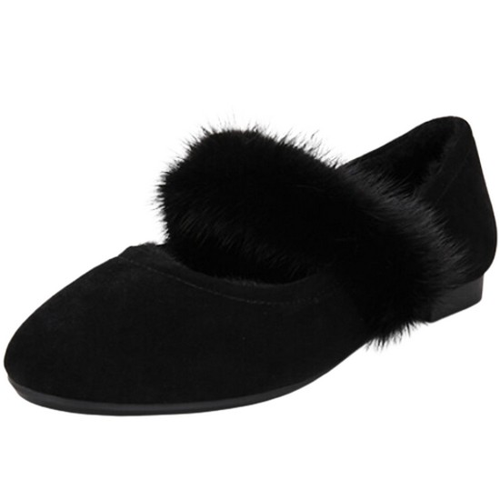 바바라앤코 바바라 토끼털 퍼 메리제인 플랫 BBF545BK
