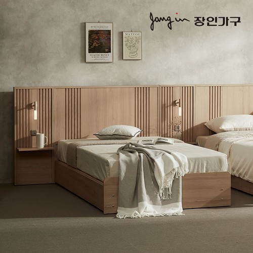 장인가구 로시 라이트 템바보드 호텔식 LED침대 SS+협탁 (7존독립스프링)_이미지