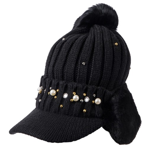 휴스토니 진주 큐빅 귀마개 골프모자 JA19WWCP02