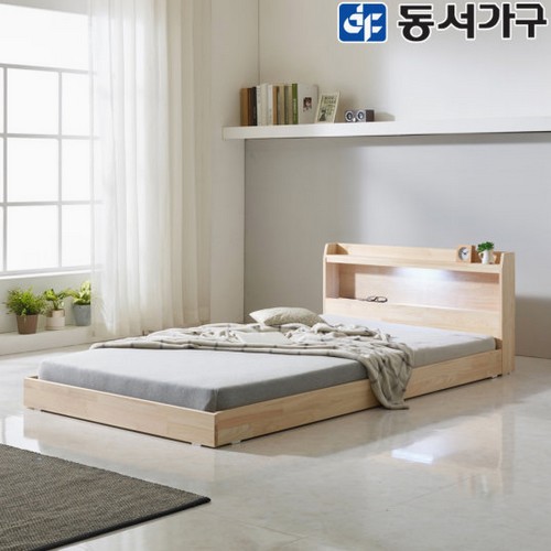 파로마 네오 솔라크 편백나무 저상형 원목 LED침대 SS+깔판 (독립스프링)_이미지
