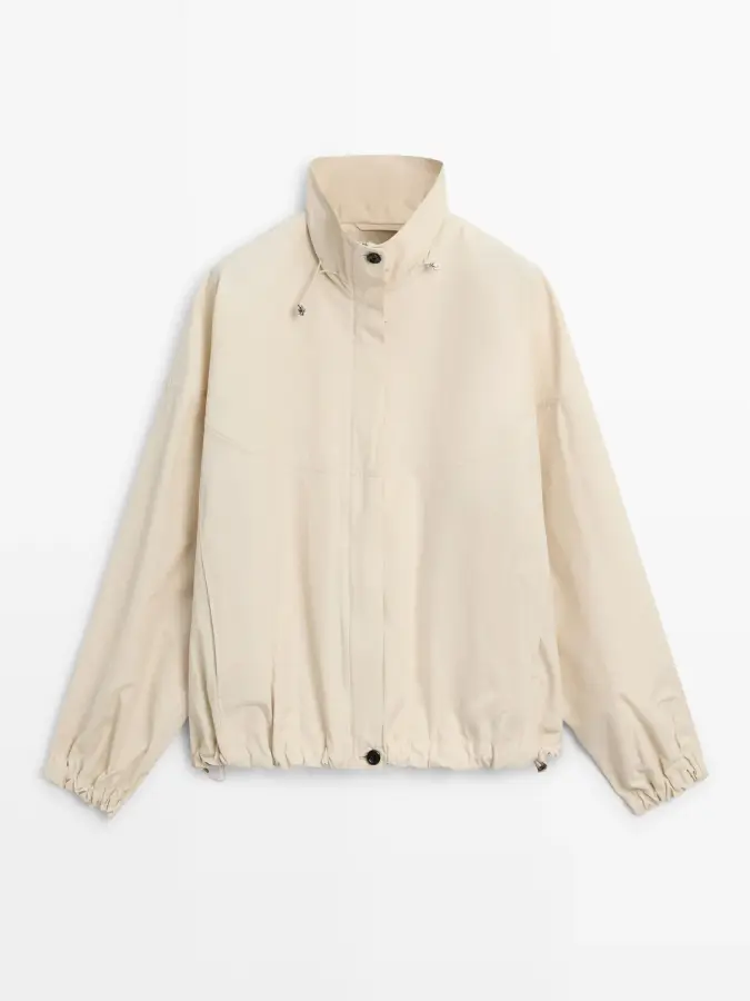 패딩 처리 스탠드업 칼라 봄버 자켓 Gebrochen Weiss 6701102