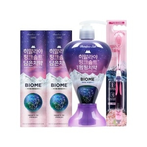 히말라야 핑크솔트 바이옴 치약 100g x 2개 + 펌핑치약 285g x 1개 + 칫솔 1개