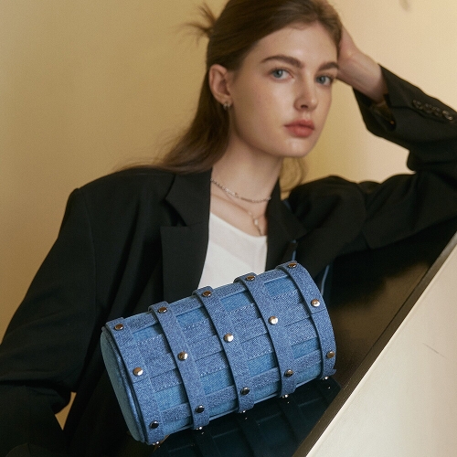 탈리 디자이너브랜드 위브 데님 스터드 실린더백 블루 TL8CCS003BLUF_이미지
