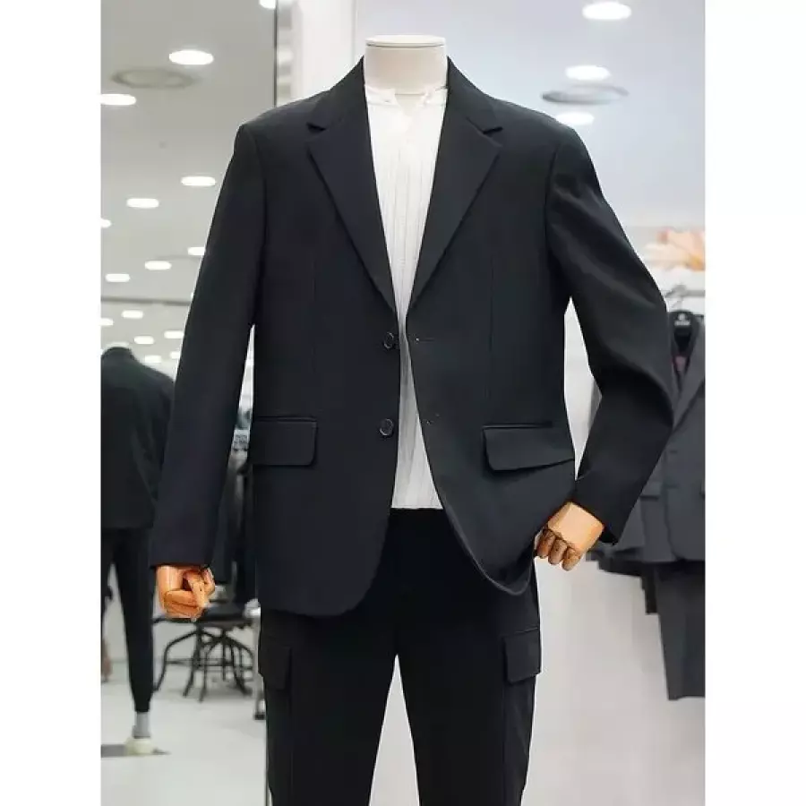 레노마 봄 가을용 블랙컬러 세미 오버핏 캐주얼 콤비 자켓 CHRPAMCJ06A_IC