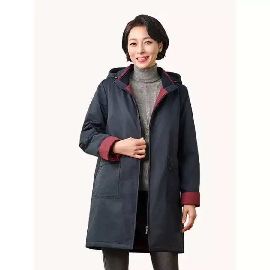 마담엘레강스 조이 니트카라 퀼팅코트 네이비 KYV3CT01NA