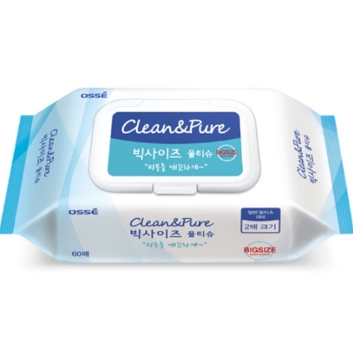 오쎄 ㅤ클린앤퓨어 빅사이즈 물티슈 캡형 60매 (1팩)_이미지