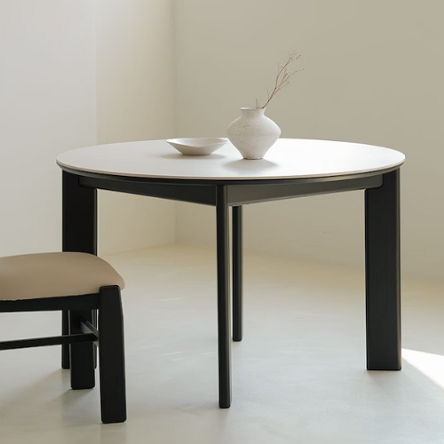  아이엔하임 모레브 원형 포세린 세라믹 애쉬 원목 식탁 1200 (의자별도)