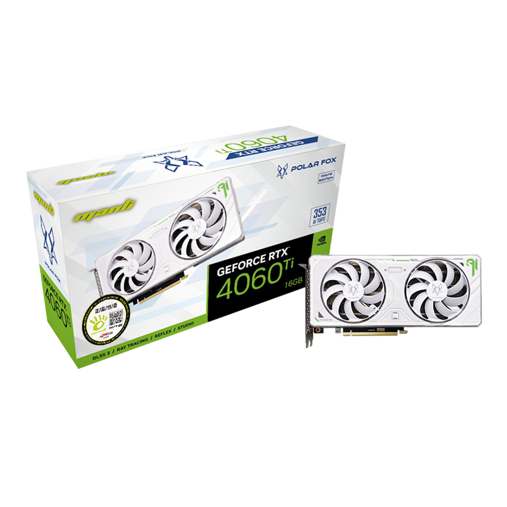 MANLI ������ RTX 4060 Ti Polar Fox D6 16GB TWIN FAN White �����Ƽ����
