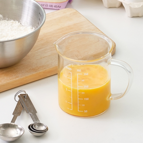 프리미엄 비커 내열 유리 계량컵 350ml / 홈카페 유리잔 컵 저그