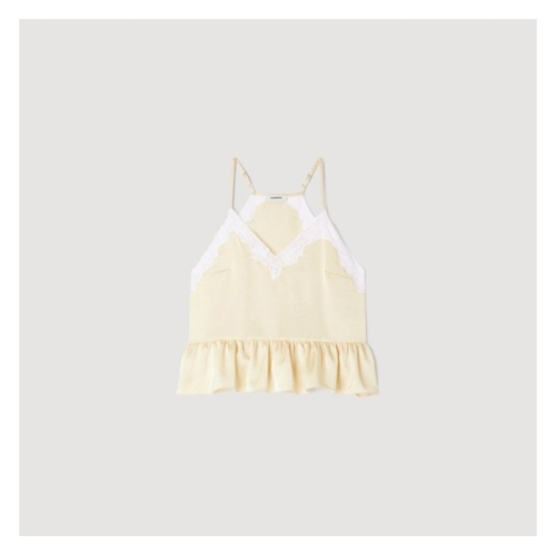 산드로 SANDRO Top A volant Jaune clair_SFPTO00878