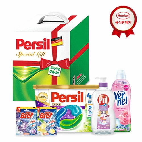 헨켈 선물세트 퍼실 디스크 박스1팩+버넬0.9L+프릴750ml+브레프1p 2개 선물세트 퍼실 디스크 박스1팩_이미지