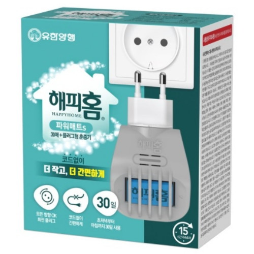 해피홈 파워매트S 플러그형 훈증기 + 리필 30매 (3세트)_이미지