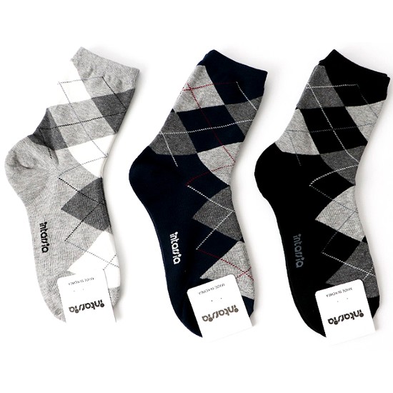 인따르시아 아가일 중목 양말 5족 세트_이미지