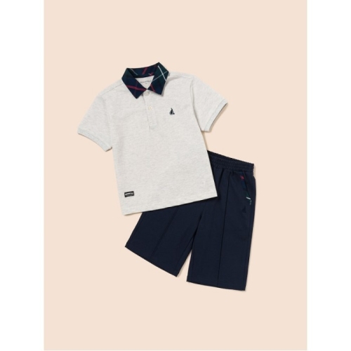 삼성물산 빈폴키즈 체크 포인트 칼라 반소매 상하세트 베이지 BI6342U01A