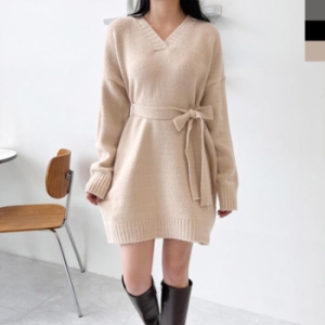  라일리 Rly 2L-UPP 1049 여자브이넥 스트랩 니트원피스 13528272