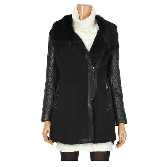 가경엘앤에프 카시바디 폭스양모 가죽콤비 코트 KPVC638A