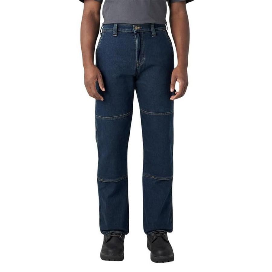 디키즈 남성용 플렉스 릴렉스 핏 더블 니 진, 다크 데님 워시, 38 x 32 115429