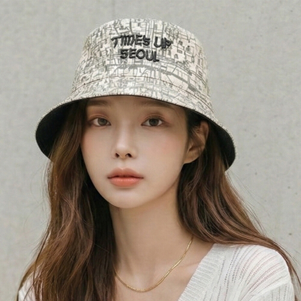 OLD SEOUL MAP BUCKET HAT BEIGE/BLACK TKC07835