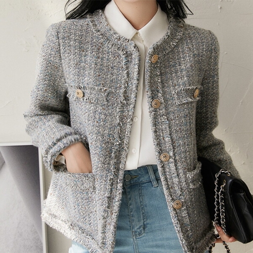 기타 패션시그널 라운드 와이네크라인 트위드 자켓 1FEFB8