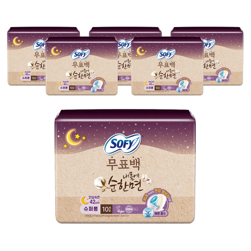 쏘피 바디피트 내몸에 순한면 자연의 색 무표백 속커버 안심숙면 420 슈퍼롱 10개 (6팩(60개))_이미지