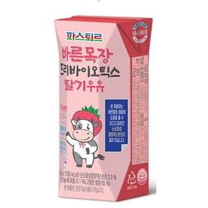 파스퇴르 바른목장 프로바이오틱스 딸기우유 125ml (24개)_이미지