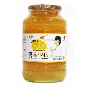 꽃샘식품  꽃샘 꿀유자차 1kg 유리병 유자차 잼대용 1개