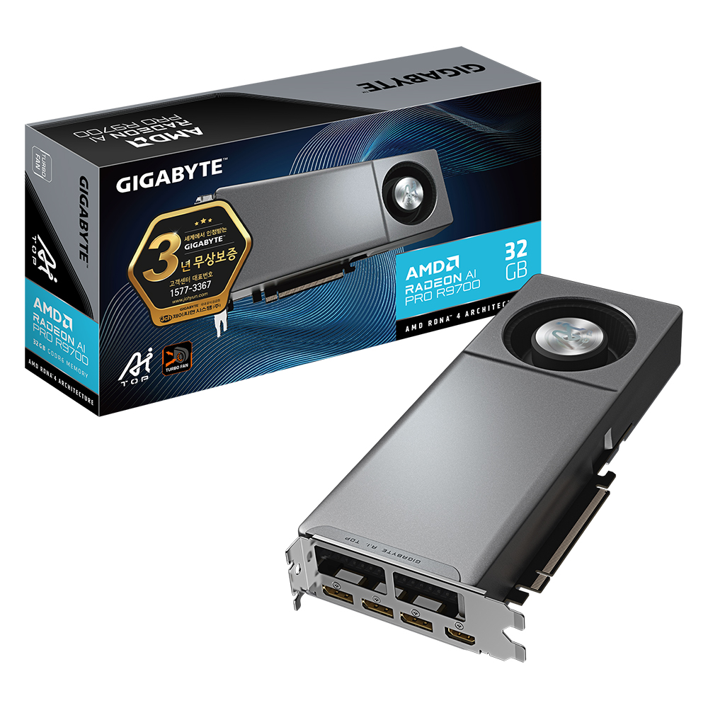 GIGABYTE �󵥿� AI PRO R9700 AI TOP D6 32GB ���̾���