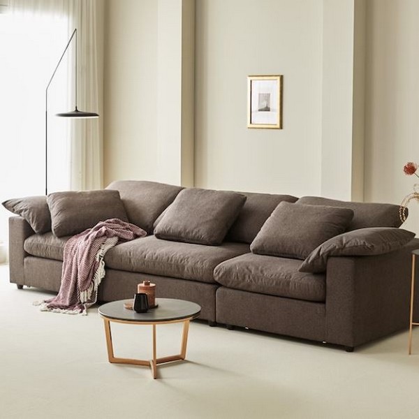 까미나르 클라우드 로얄 소프트 오리지널 패브릭 소파 4인용 (스툴별도)_이미지