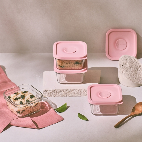 렌지쿡 캔디핑크 촉촉한 햇밥용기 정사각 440ml