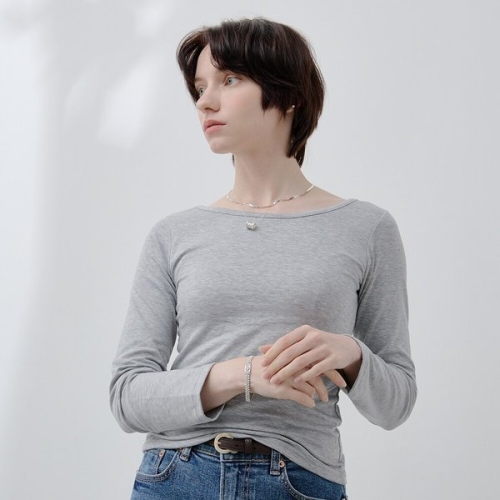 루브르파리 심플 기모 티셔츠 T0008_C
