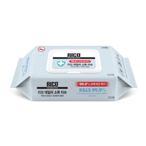 리꼬 데일리 소독 티슈 캡형 60매 (6팩)_이미지