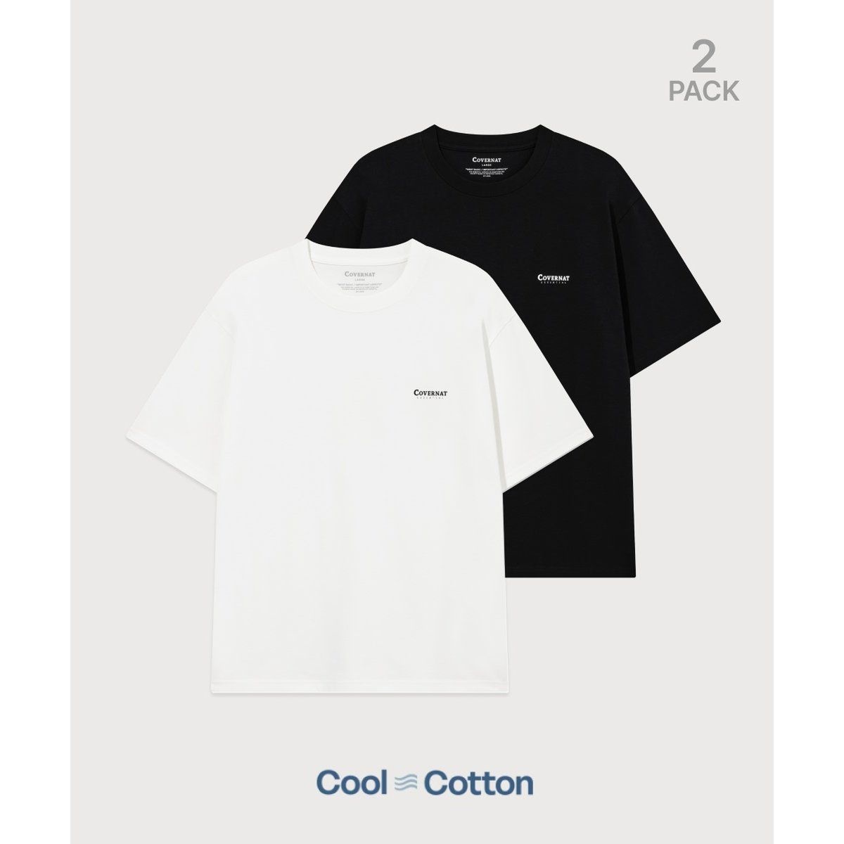 커버낫 인싸템 쿨 코튼 2-PACK 티셔츠 블랙 CO26TE1BK 맨투맨 라운드_이미지