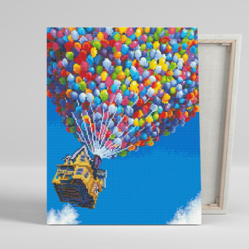 아이러브페인팅 DIY 캔버스형 보석십자수 풍선과 집