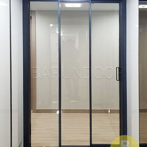 바른도어 초슬림 블랙 투명강화유리 3연동 중문 (~1.3m)_이미지