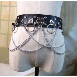 [불명] 사람하네스 110835 테크웨어 무대 스트랩 체인 본디 여성 펑크룩 멜빵 의상 고스 가죽이미지입니다. 누르면 해당 게시물로 새창이동합니다.