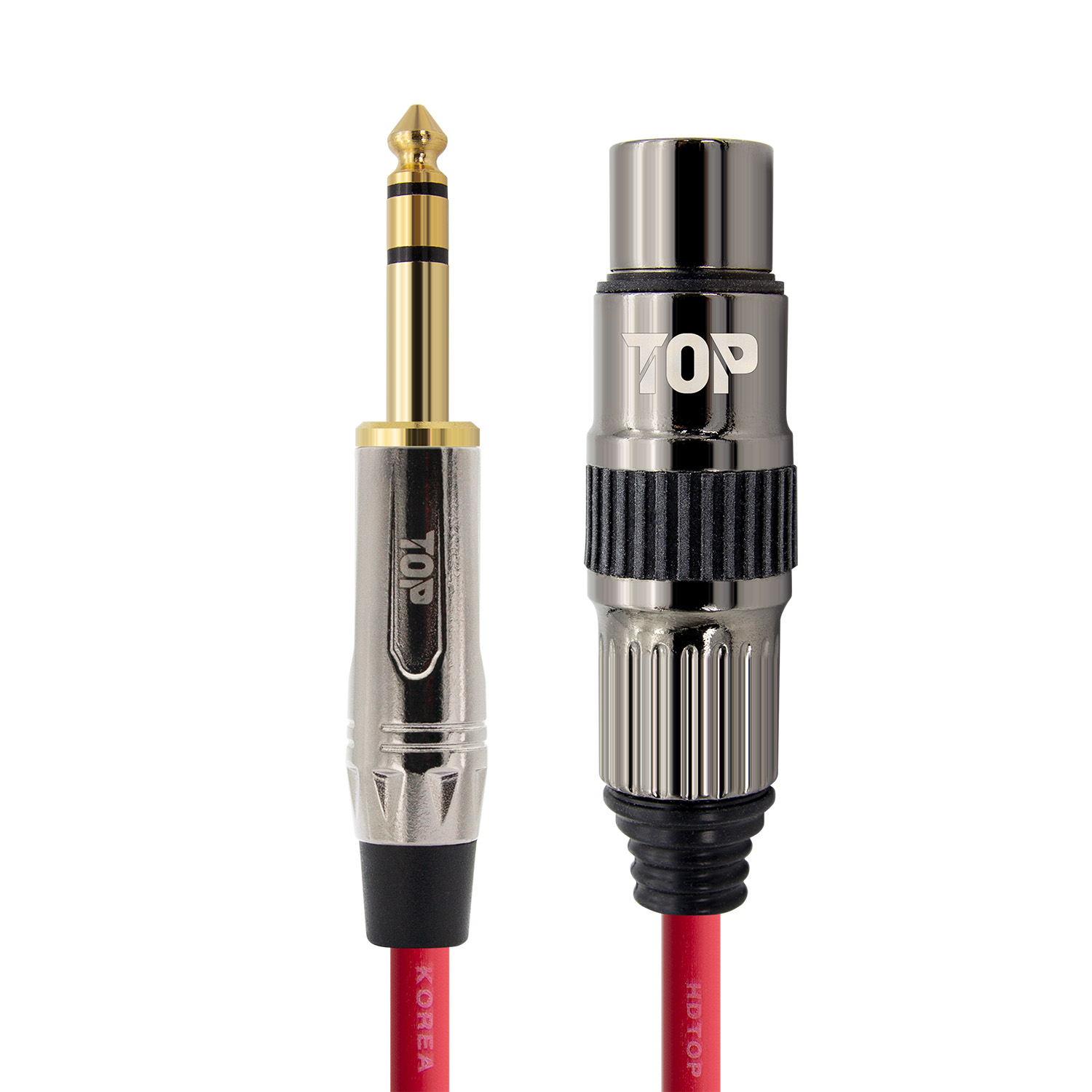 탑라인에이치디 HDTOP 메탈 5.5스테레오 to XLR 암 마이크 케이블 레드 (1.5m, HT-TP4333)_이미지