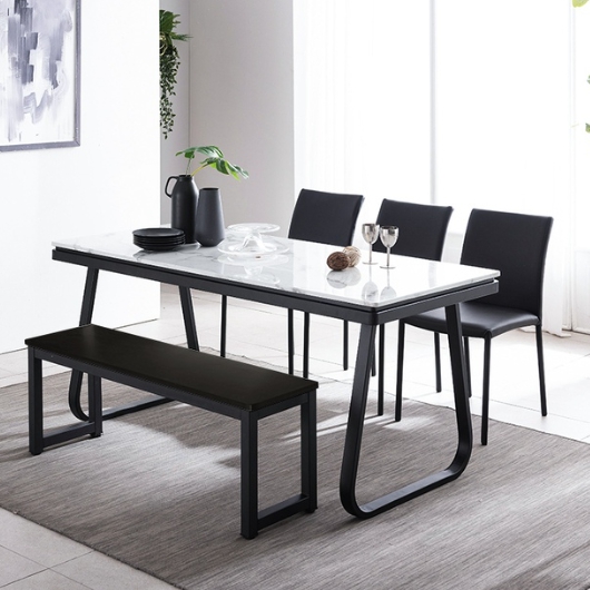 케이컴퍼니 숨결 레토르 대리석 식탁 1700 (의자3개+벤치1개)