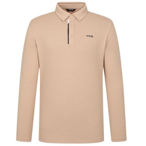 핑 배색 포인트 카라 긴팔 티셔츠 111E3TO002_BG