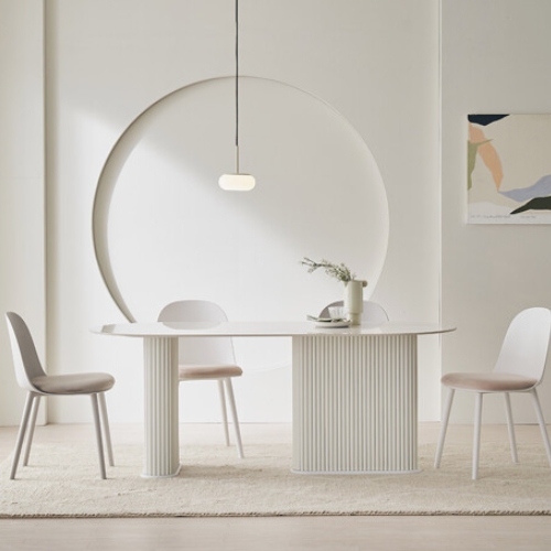 파로마 이즈 칼리아 세라믹 타원 템바 식탁 1800 (의자4개)_이미지