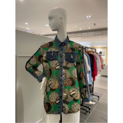 르니앤맥코이 카라배색 소매펀칭 패턴 블라우스 MM10BL722HJY_이미지