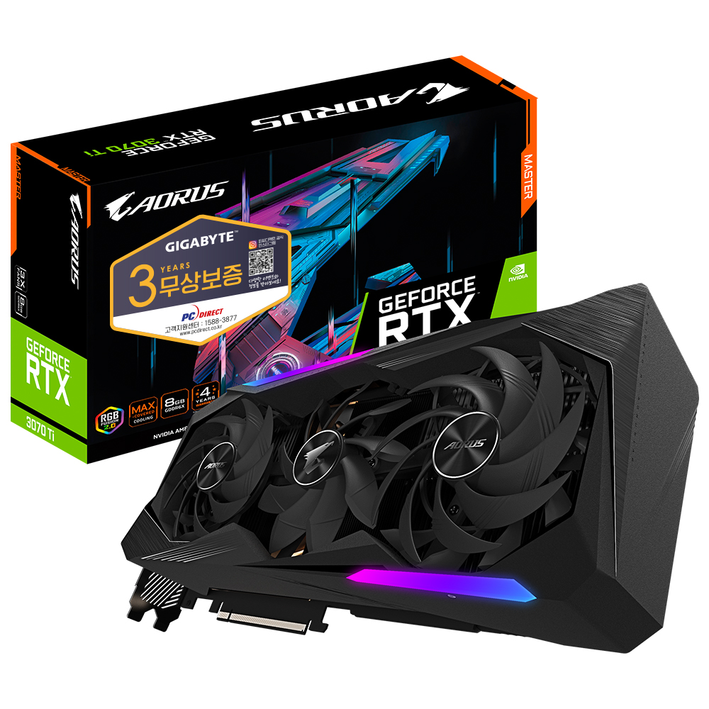 GIGABYTE AORUS 지포스 RTX 3070 Ti MASTER D6X 8GB 피씨디렉트