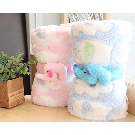 에이치플러스 러블리 코끼리 무릎담요-블루 (76x93cm)