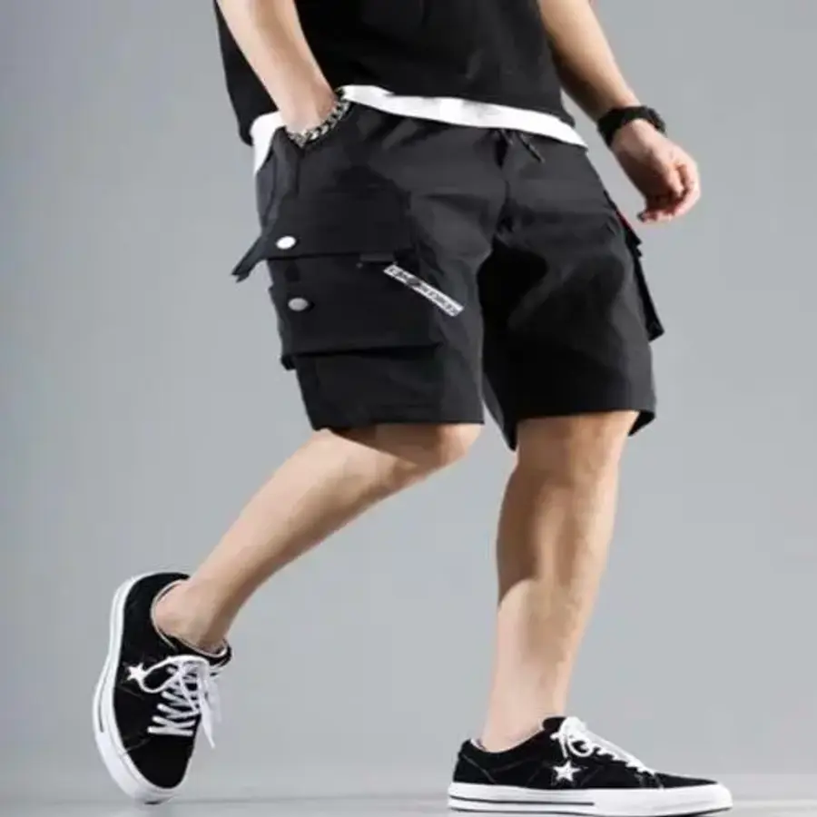 남성 포켓반바지 7부 카고팬츠 쿨링 밴딩반바지 블랙 WCA38A2